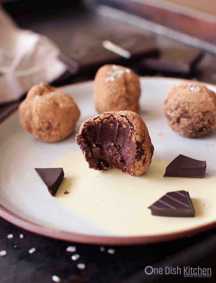 chocolate truffles rolled in cocoa powder | One Dish Kitchen