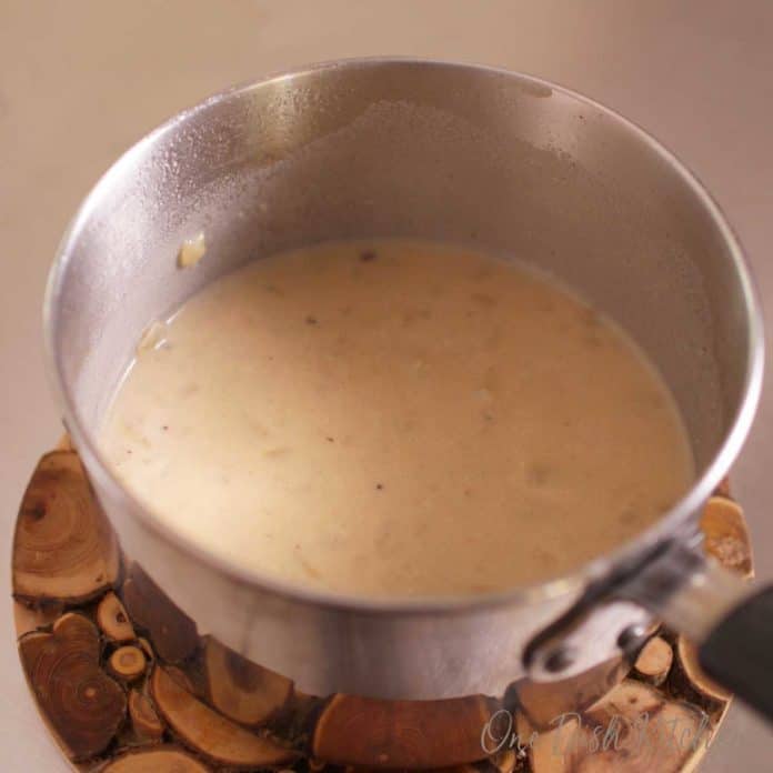 adding milk to potato soup | one dish kitchen