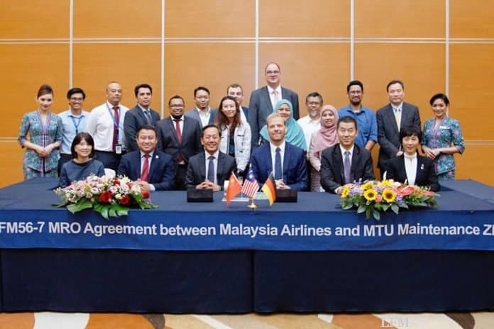 MTU Maintenance und Malaysia Airlines Berhad haben einen Vertrag für die mehr als 100 Triebwerke des Typs CFM56-7B der Fluglinie unterzeichnet. MTU Maintenance und Malaysia Airlines Berhad haben einen Vertrag für die mehr als 100 Triebwerke des Typs CFM56-7B der Fluglinie unterzeichnet.