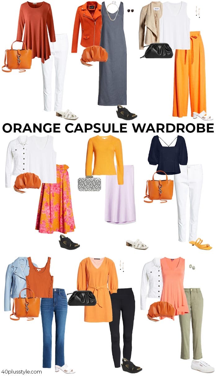 color combination with orange dress