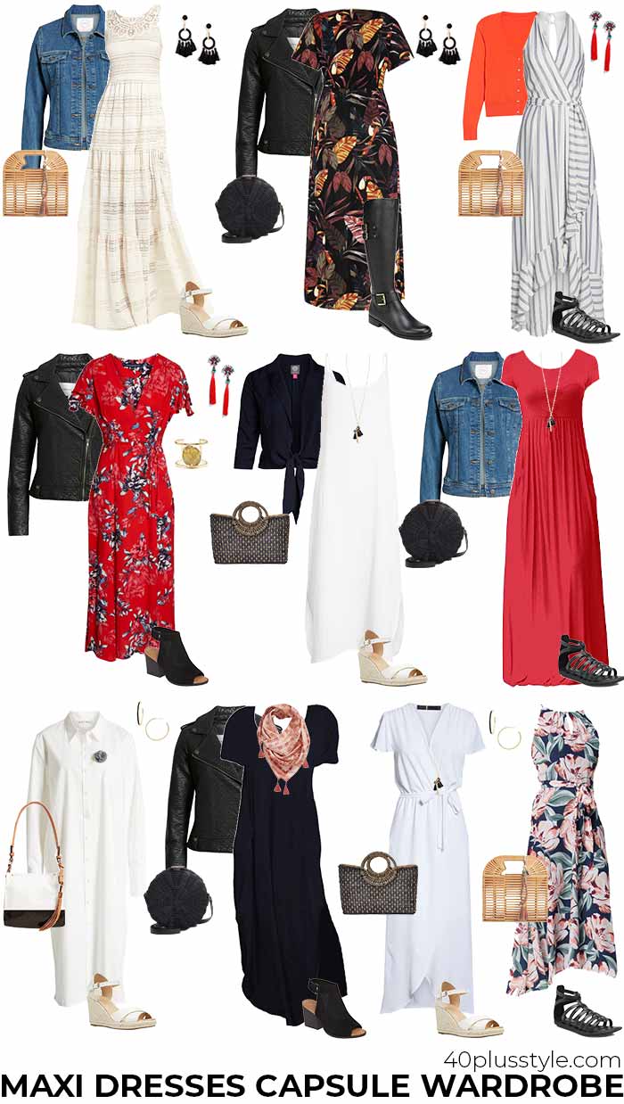 maxi dress capsule wardrobe | 40plusstyle.com
