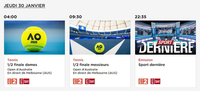 Programme TV Federer Djokovic