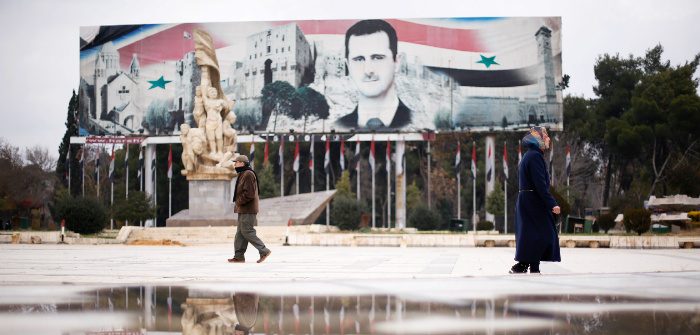 A billboard depicting Syria's President Bashar Al-Assad in the government controlled area of Aleppo, Syria, Dec. 17, 2016. Omar Sanadiki/Reuters