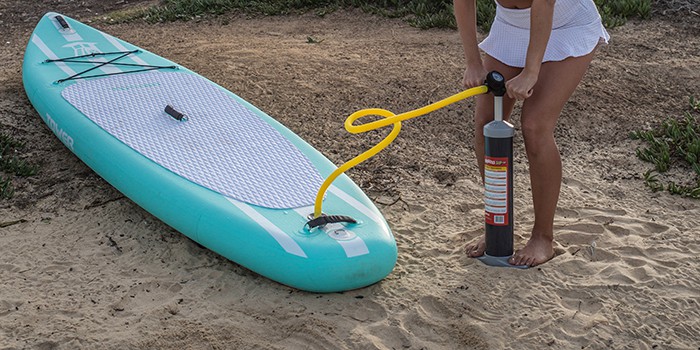 Using a standard manual air pump to inflate a paddle board can take up to 30 minutes. Using a standard manual air pump to inflate a paddle board can take up to 30 minutes.