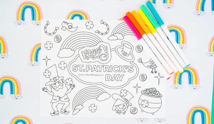 Free Printable St Patricks Coloring Pages Made With Happy