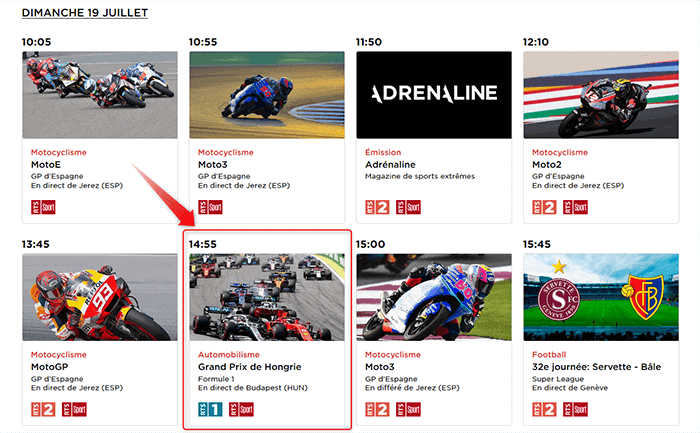 Programme GP Hongrie F1