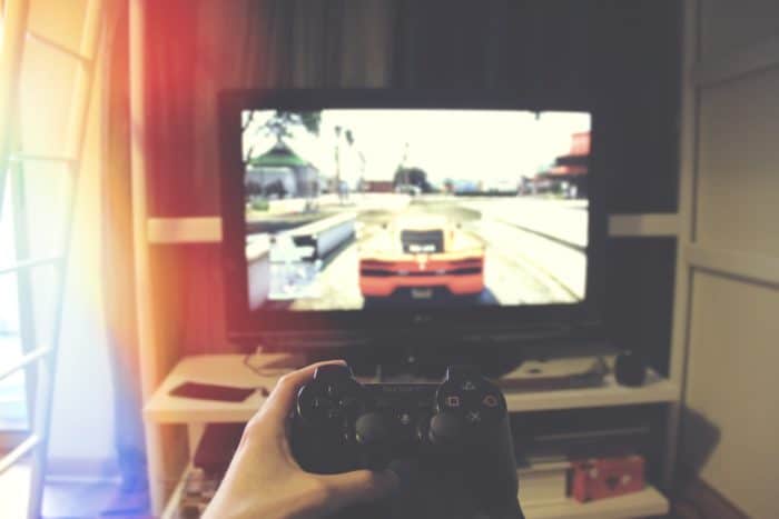 person playing video games