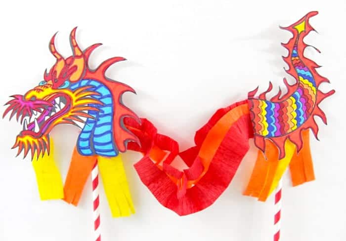Chinese Dragon Puppet Kids Craft With Printable Dragon Template