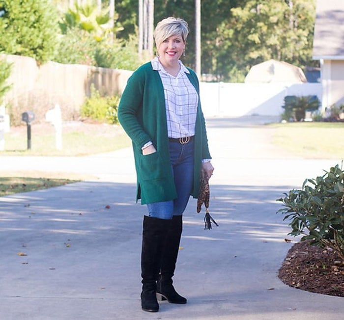 blue cardigan outfits