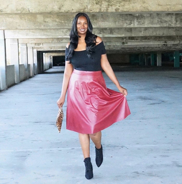 pink leather skirts