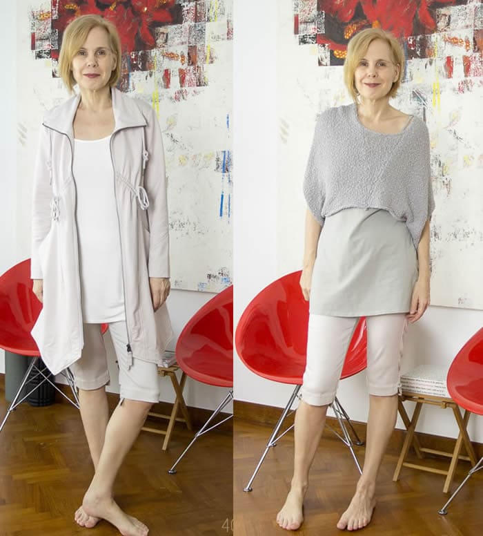 Sylvia wearing long and short camisoles | 40plusstyle.com