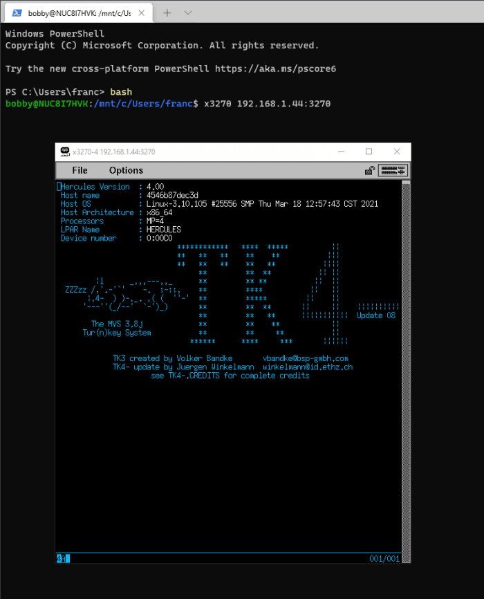 Docker Mainframe x3270