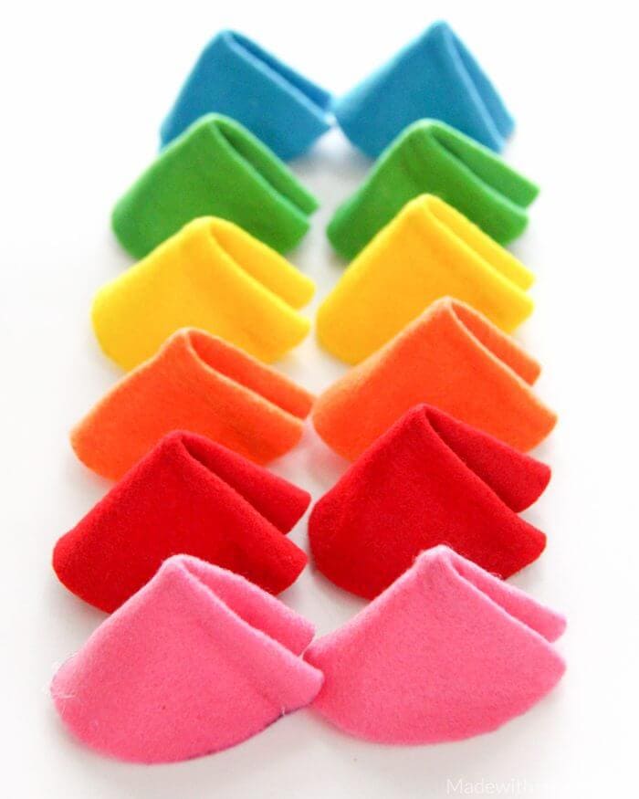 Rainbow Felt Fortune Cookies Craft Made with HAPPY