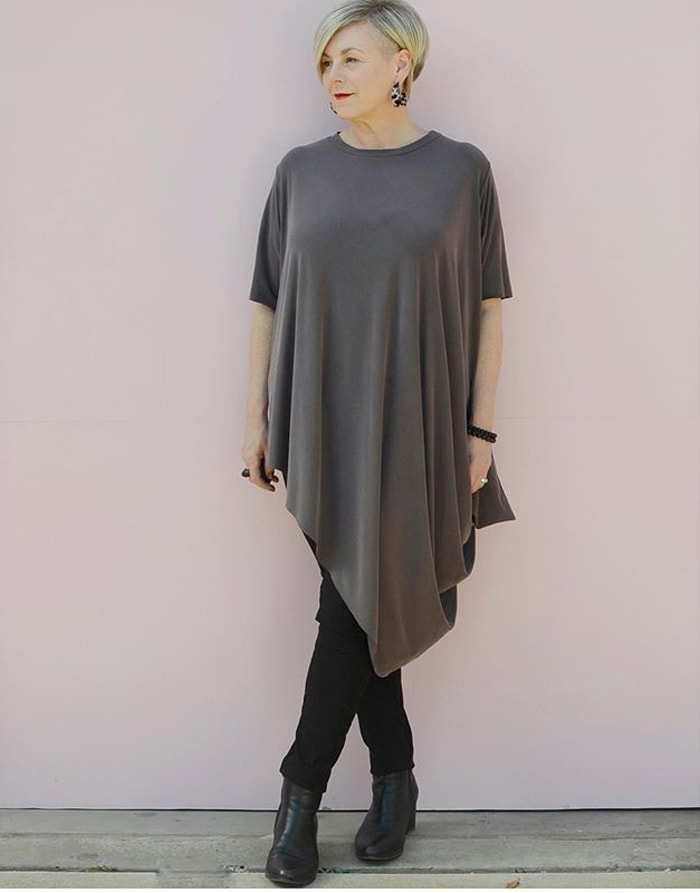 Asymmetrical tops to hide tummies | 40plusstyle.com