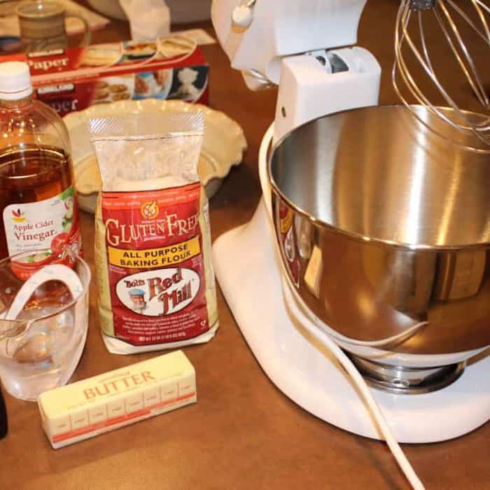What you need to make the Gluten Free Pie Crust for Sweet Pies.