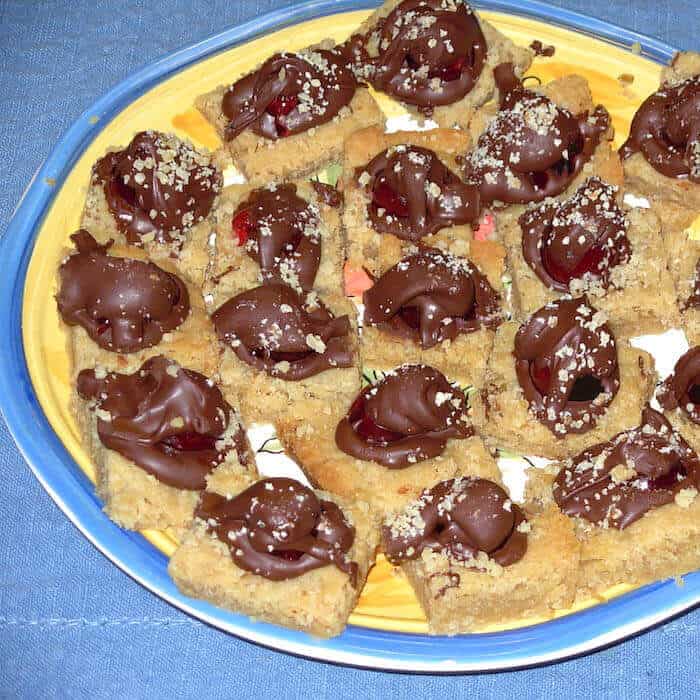 Chocolate Cherry Squares, ready for guests.