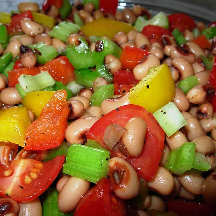 Louisiana Black Eyed Pea Salad. Did you know black eyed peas should be served on New Year's Eve to ring in prosperity in the new year?