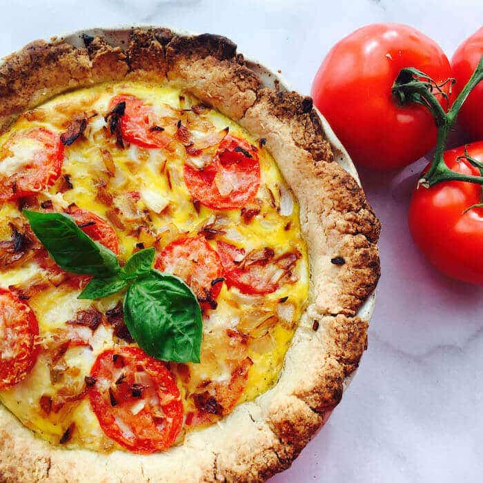 Scrumptious Gluten Free Tomato Basil Quiche
