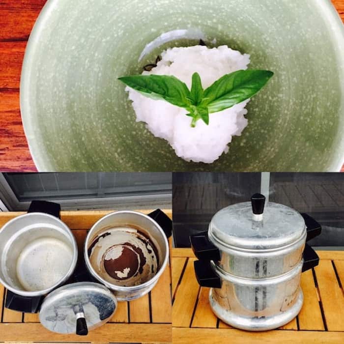 Old-fashioned double boiler Rice Cooker and Sticky Rice.
