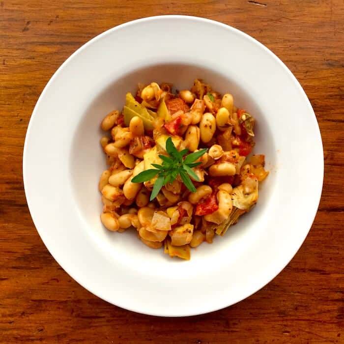Tomato Artichoke Soup (with Cannellini Beans), delectably robust stew.