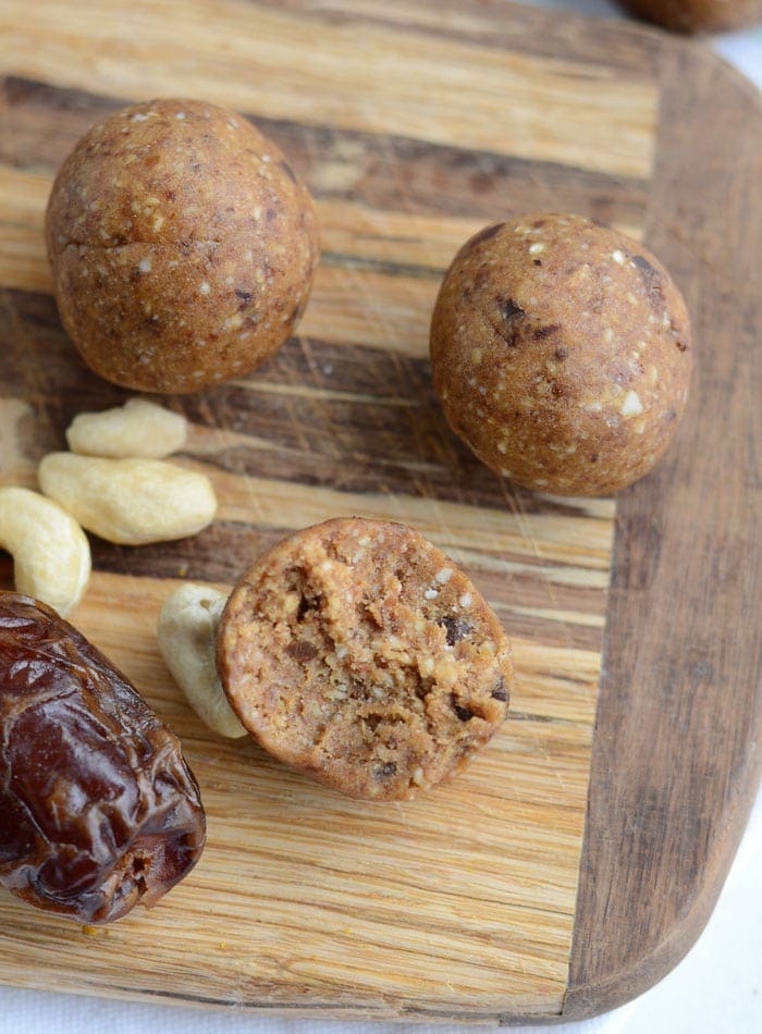 Chocolate Chip Cookie Dough Balls with Maca - Vegan, No-Bake