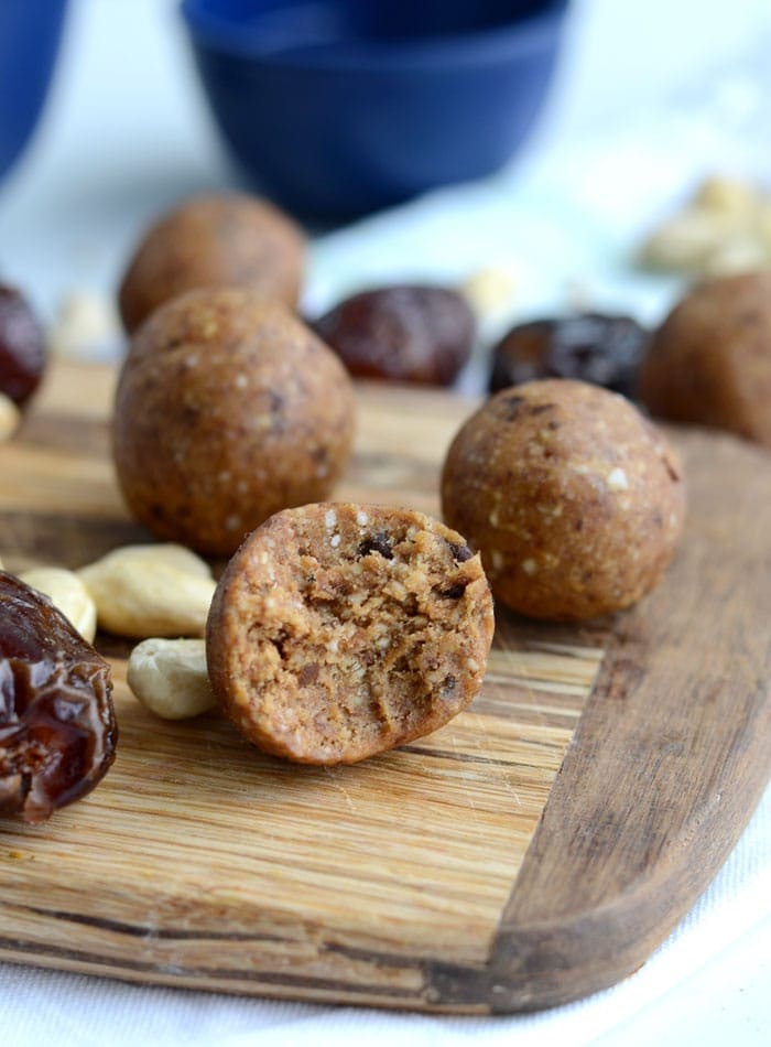 Chocolate Chip Cookie Dough Balls with Maca - Vegan, No-Bake