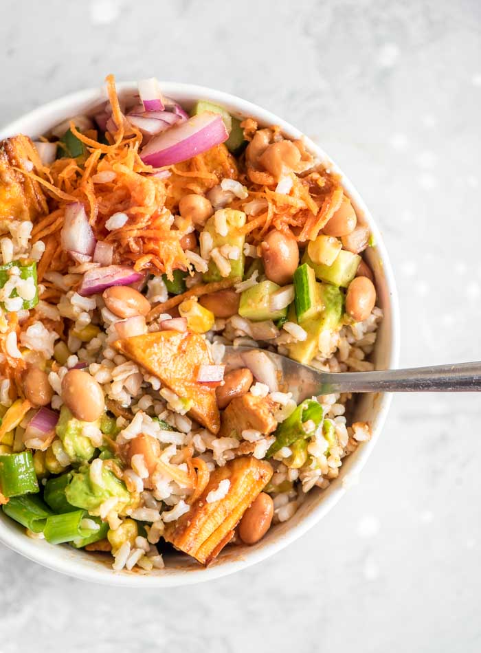 Vegan BBQ Rice and Beans Bowl Running on Real Food