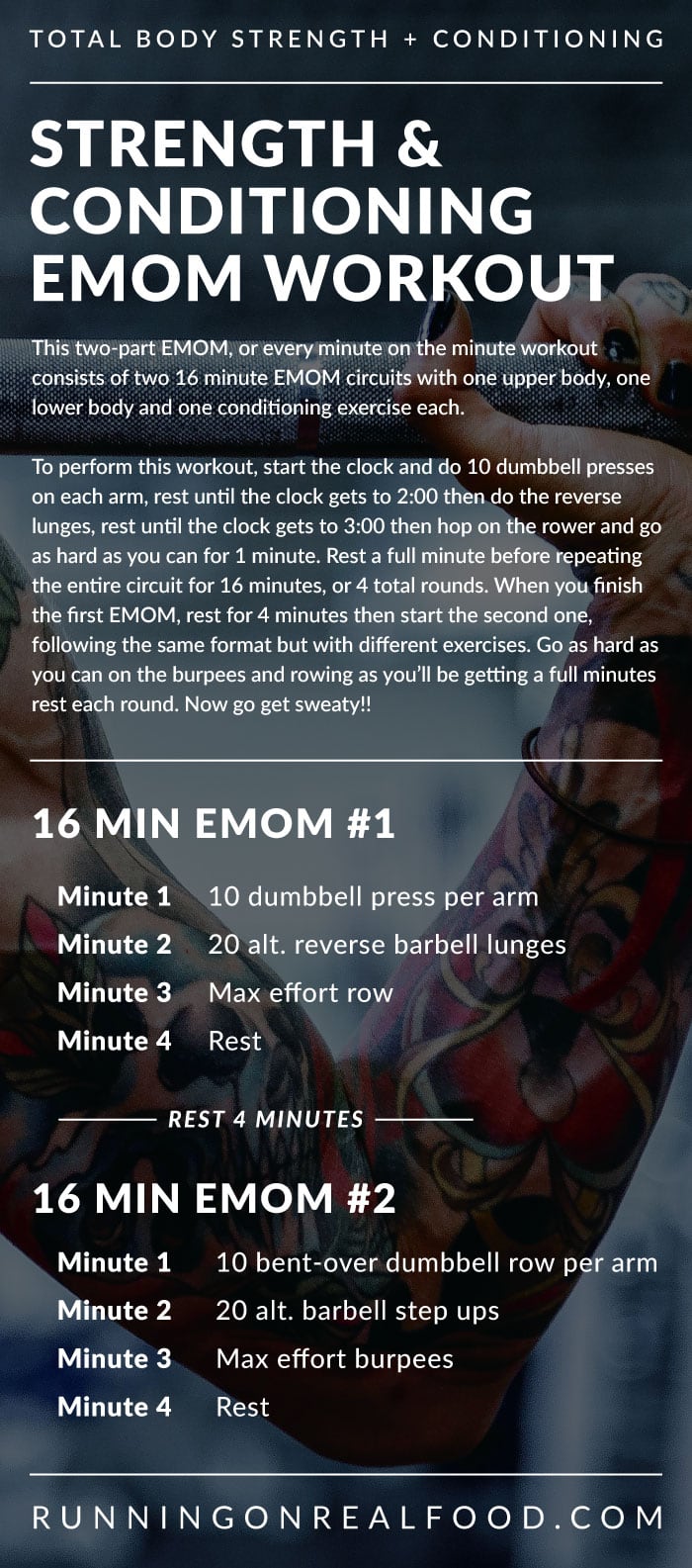 Strength + Conditioning EMOM Workout Running on Real Food Workouts