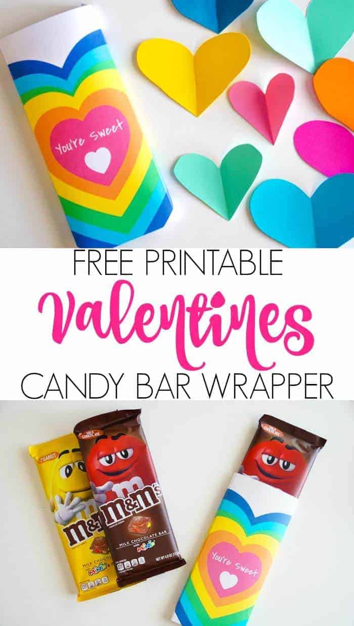 Free Printable Valentines DIY Candy Bar Wrappers. DIY Candy Bar Wrappers are great for Valentines. These simple free printable DIY Candy Bar Wrappers are great for the M&M Candy Bars. Valentines presents for your neighbors and friends!