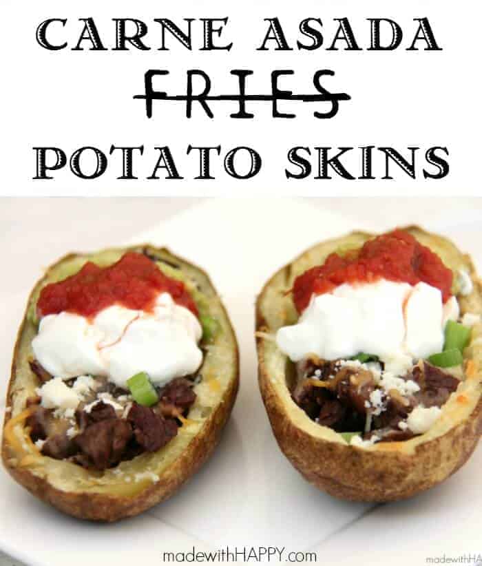 Carne Asada Potato Skins | Carne Asada Fries | Super Bowl Food | www.madewithHAPPY.com