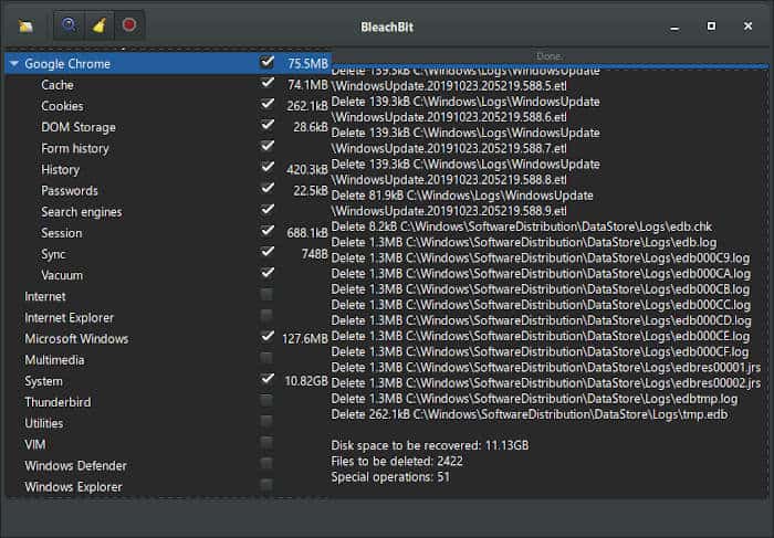 bleachbit advanced cleaning features
