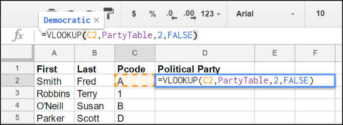 Completed VLOOKUP in worksheet.