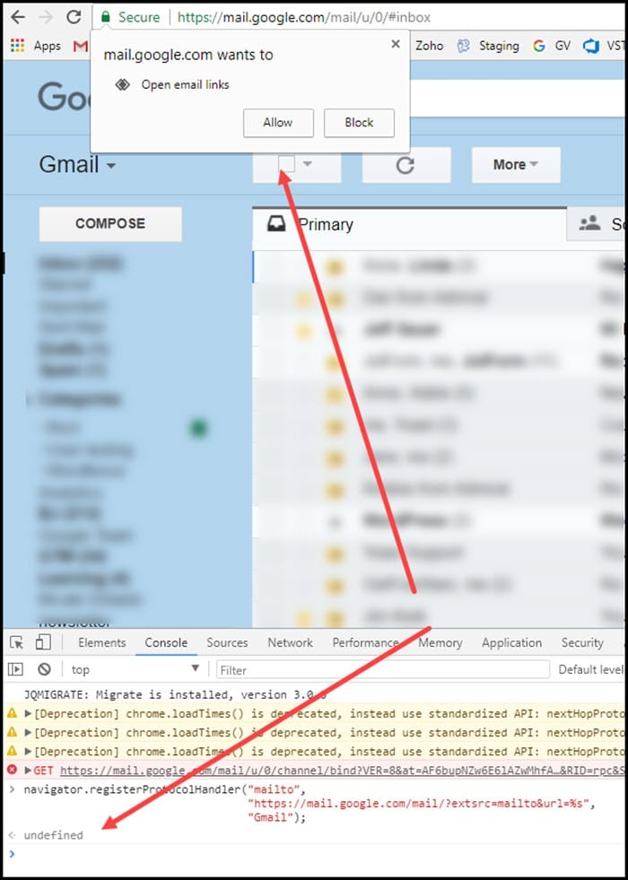 Dev tools responds with "undefined"