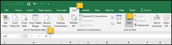 Microsoft Excel ribbon.