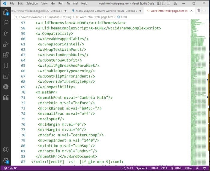Converted Word doc in HTML editor.