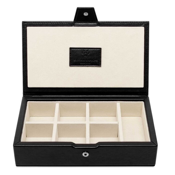 Handcrafted Mens Islington Cufflink Box in Black Watson & Wolfe