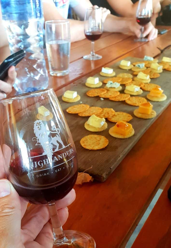 Wine and cheese tasting at Highlanders wine farm