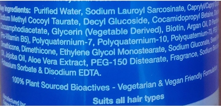Body cupid biotin argan oil shampoo ingredients