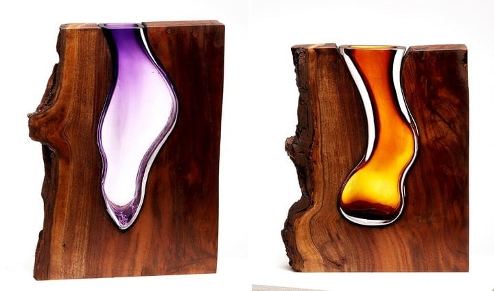 Glass Vases Formed Within Wooden Enclosures by Scott Slagerman Studio 1 Glass Vases Formed Within Wooden