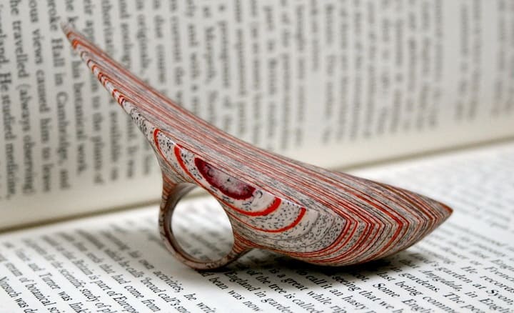 Laminated Jewelry Crafted from Vintage Books by Jeremy May 1 Laminated Jewelry Crafted from Vintage Books
