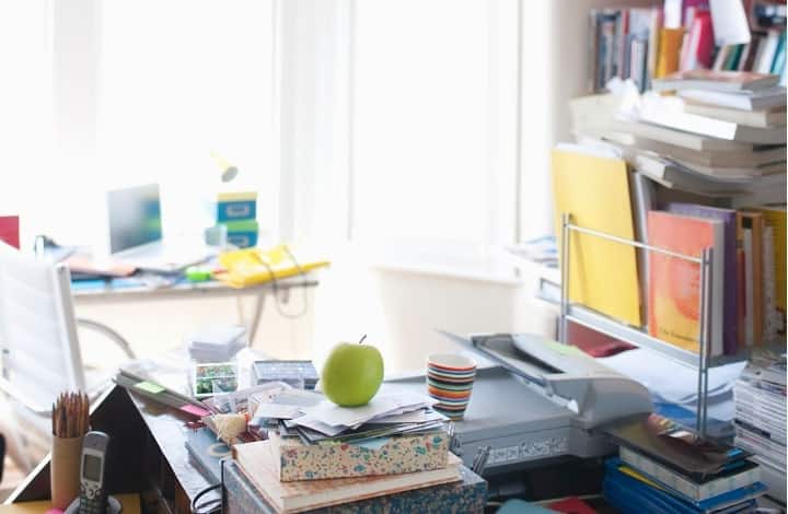 A messy room filled with clutter