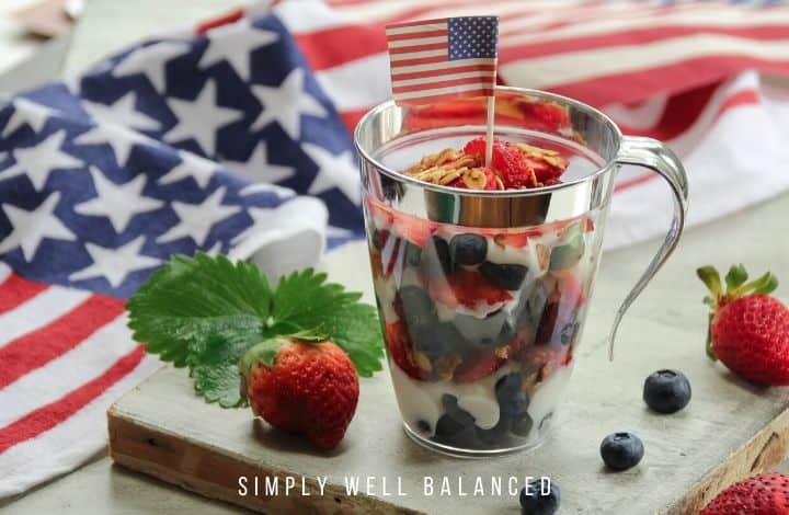 No bake, red white and blue parfait dessert