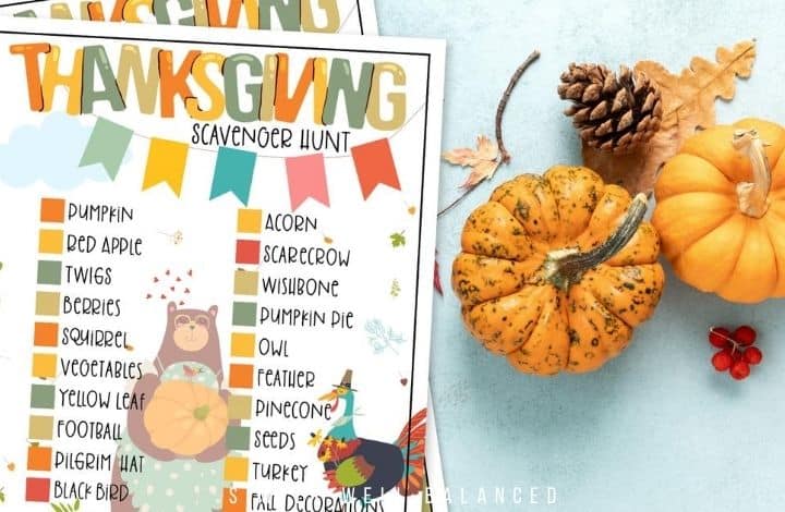 Kids Thanksgiving Scavenger Hunt Checklist