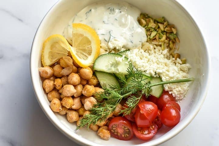 Spicy Chickpea Power Bowls with Tzatziki from Leanne Ray