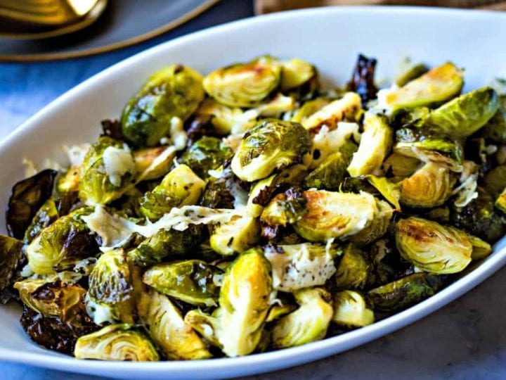 Roasted Brussels Sprouts with Asiago Cheese