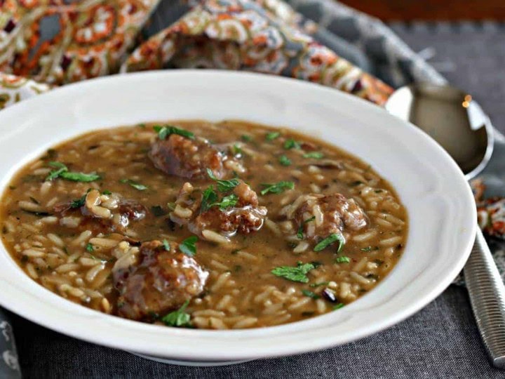 Pork Meatball and Wild Rice Soup