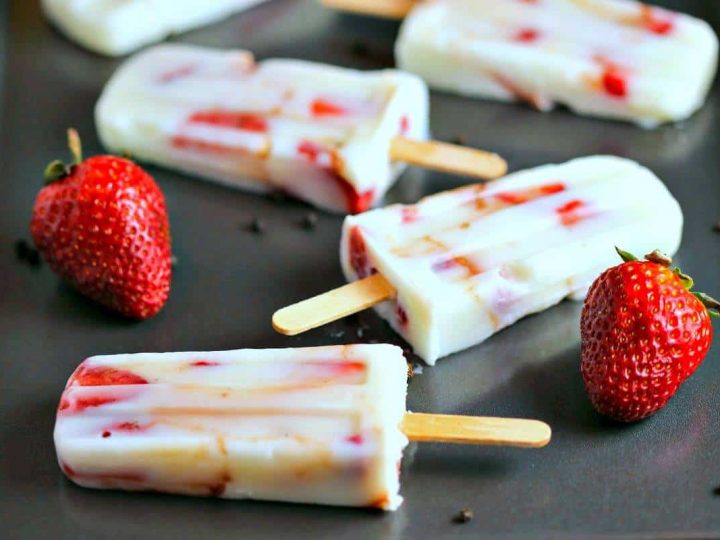 Low-Fat Strawberry Vanilla Yogurt Pops