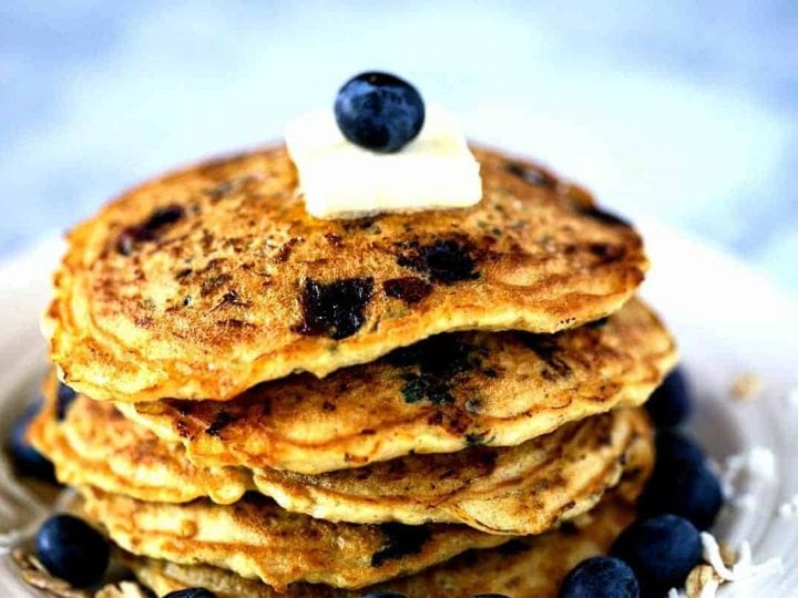 Blueberry Coconut Oatmeal Pancakes