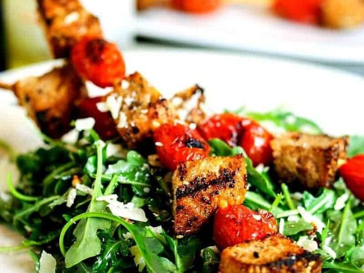 Grilled Panzanella Skewer Salad