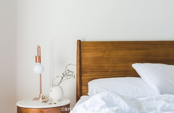 minimalist bedroom with nightstand